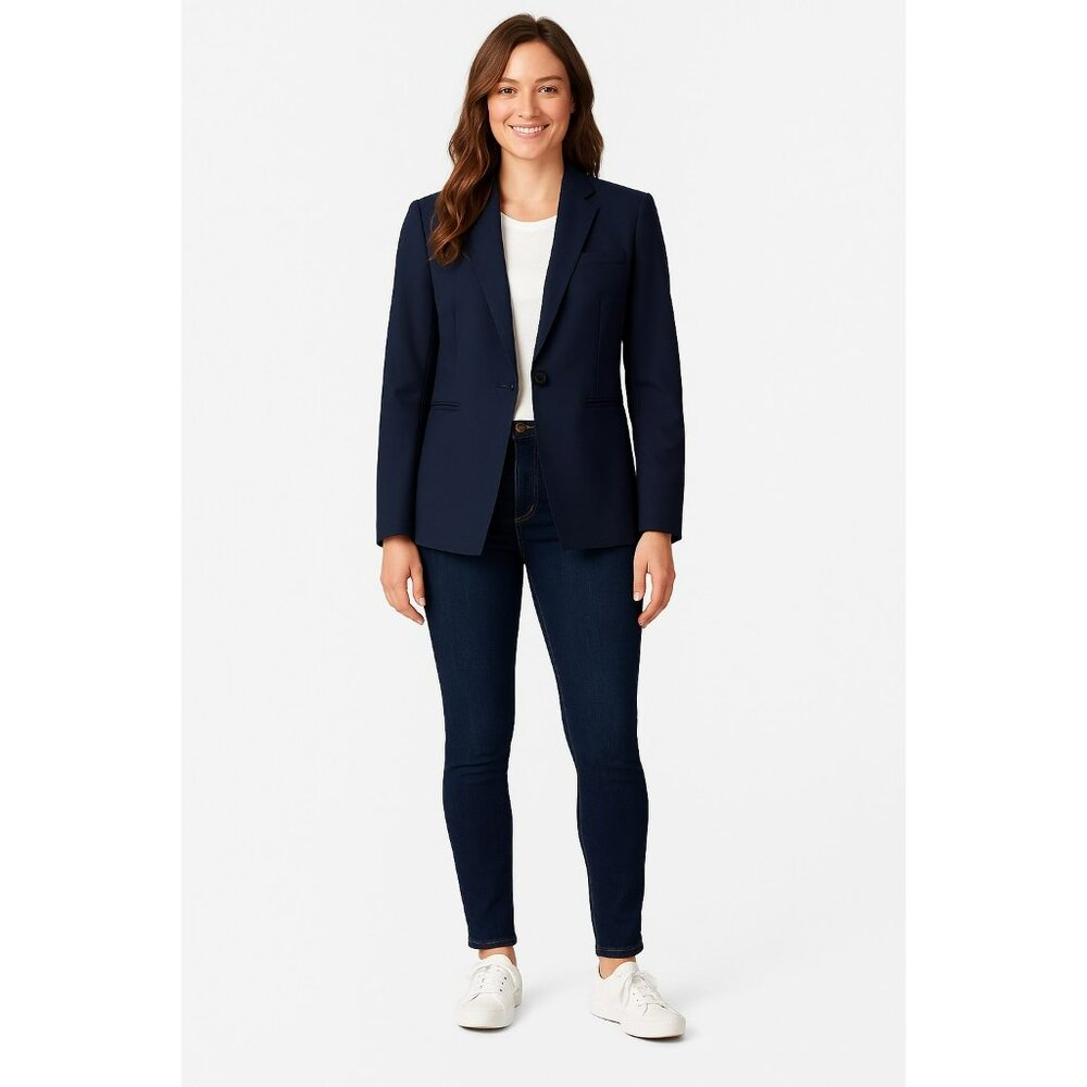 Pendleton Seasonless Navy Blue Virgin Wool Blazer Jacket Womens Size 16